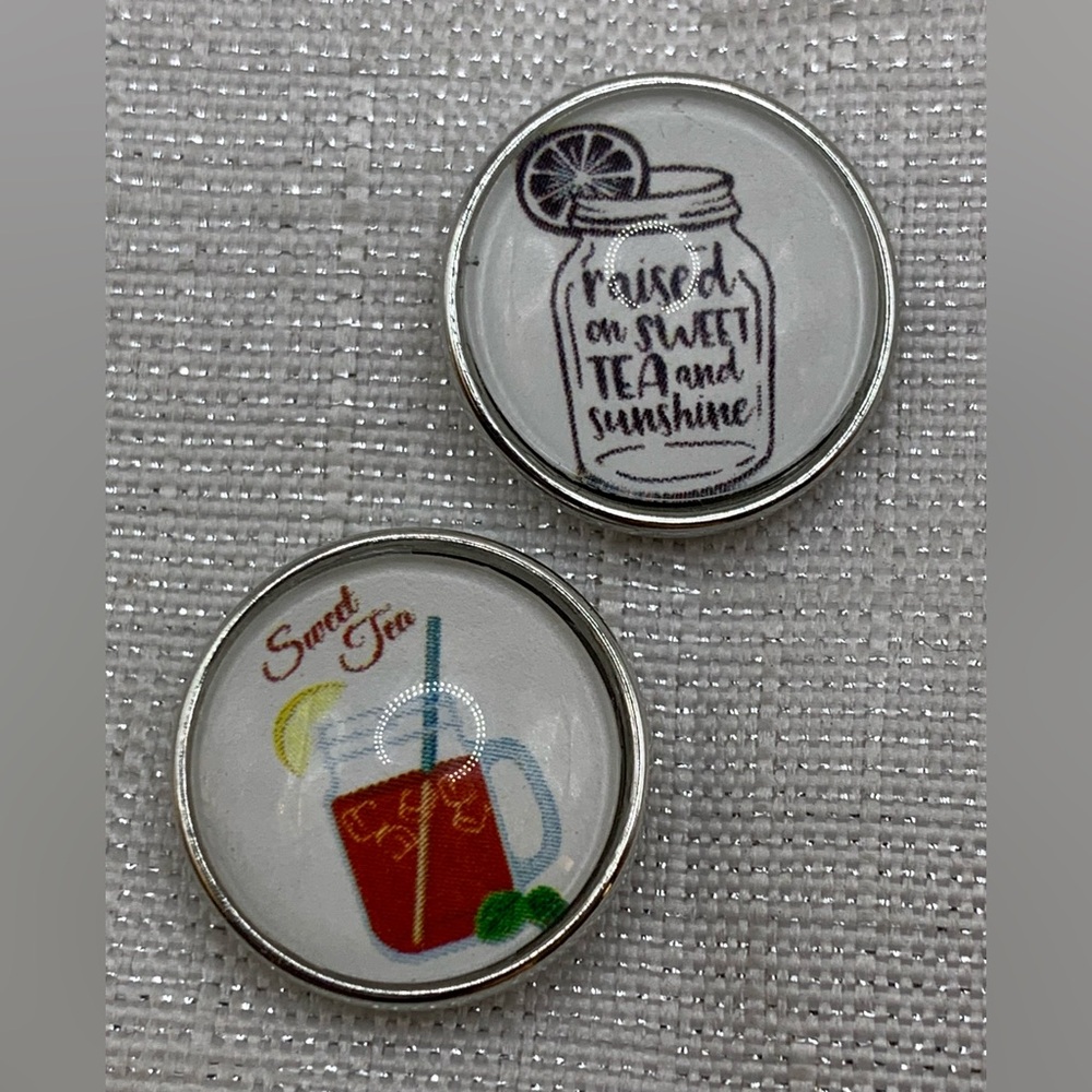 SWEET TEA & SUNSHINE - Snap Button Charms - Set of 2 - 18mm/20mm